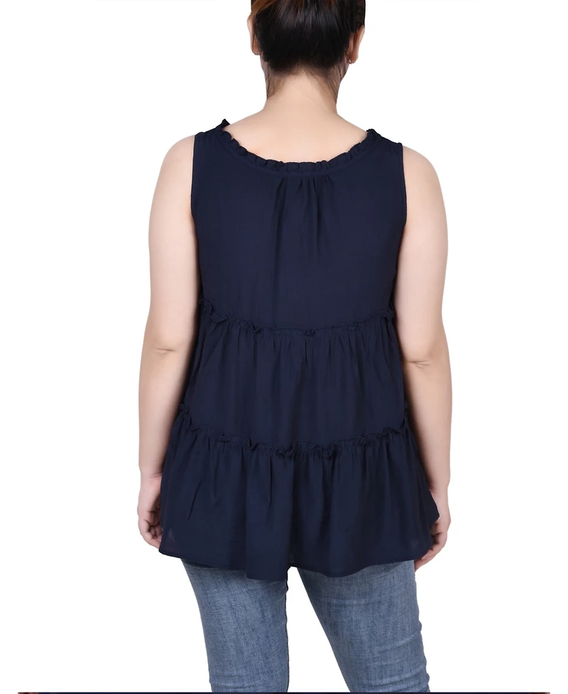 Ny Collection Petite Sleeveless Tiered Blouse