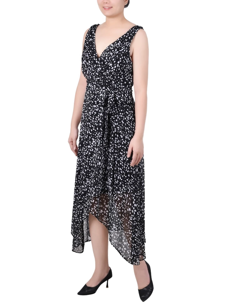 Ny Collection Petite Sleeveless Wrap Chiffon Dress