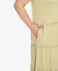 White Mark Plus Scoop Neck Tiered Midi Dress