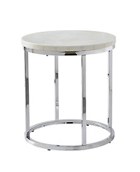 Steve Silver Echo 22" Round Marble and Chrome End Table