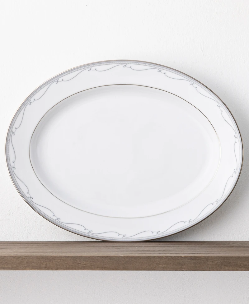 Noritake Satin Flourish Oval Platter, 14"