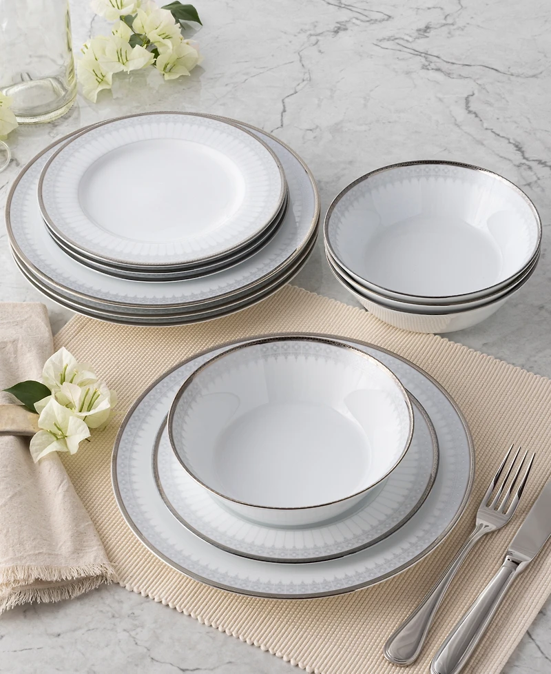 Noritake Silver Colonnade 12 Piece Set, Service for 4