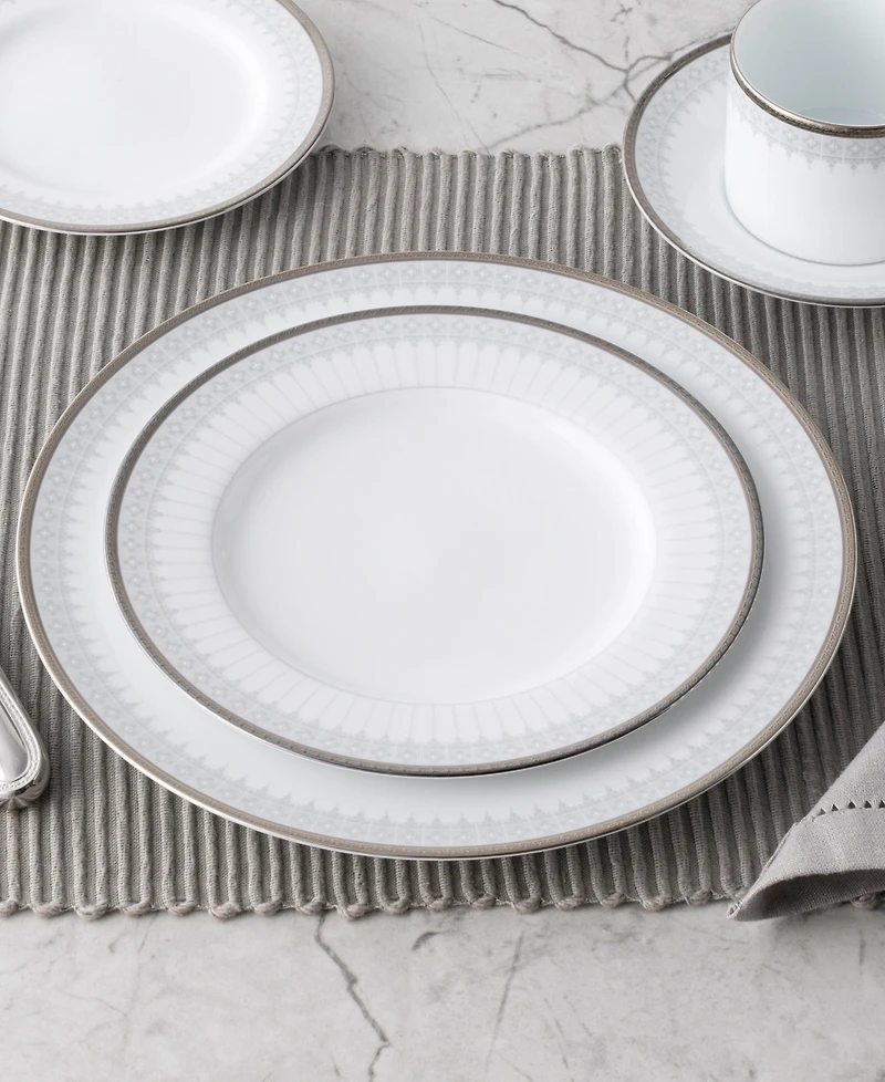 Noritake Silver Colonnade 4 Piece Dinner Plate Set, Service for 4