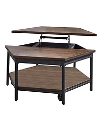 Steve Silver Ultimo 36" Hexagonal Wood and Iron Lift-Top Cocktail