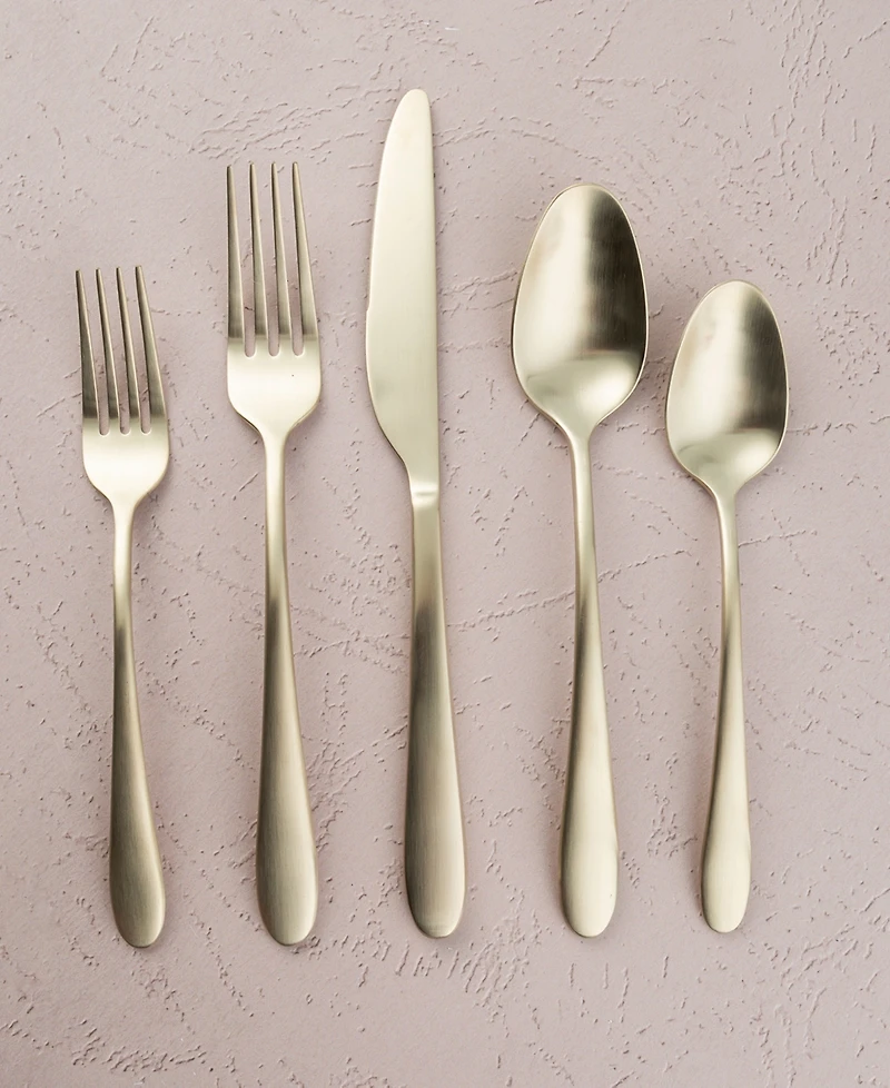 Cambridge Silversmiths Poet Champagne Satin 20 Piece 18/10 Stainless Steel Flatware Set, Service for 4