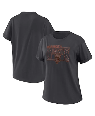 Women's Wear by Erin Andrews Charcoal San Francisco Giants Oversized Boyfriend T-shirt