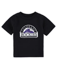 Infant Boys and Girls Black Colorado Rockies Team Crew Primary Logo T-shirt
