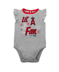 Newborn and Infant Boys Girls Red, Heather Gray Los Angeles Angels Little Fan Two-Pack Bodysuit Set