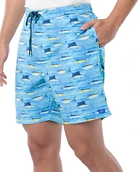 Guy Harvey Men's Scribble Fish Drawstring 7" Surf Shorts