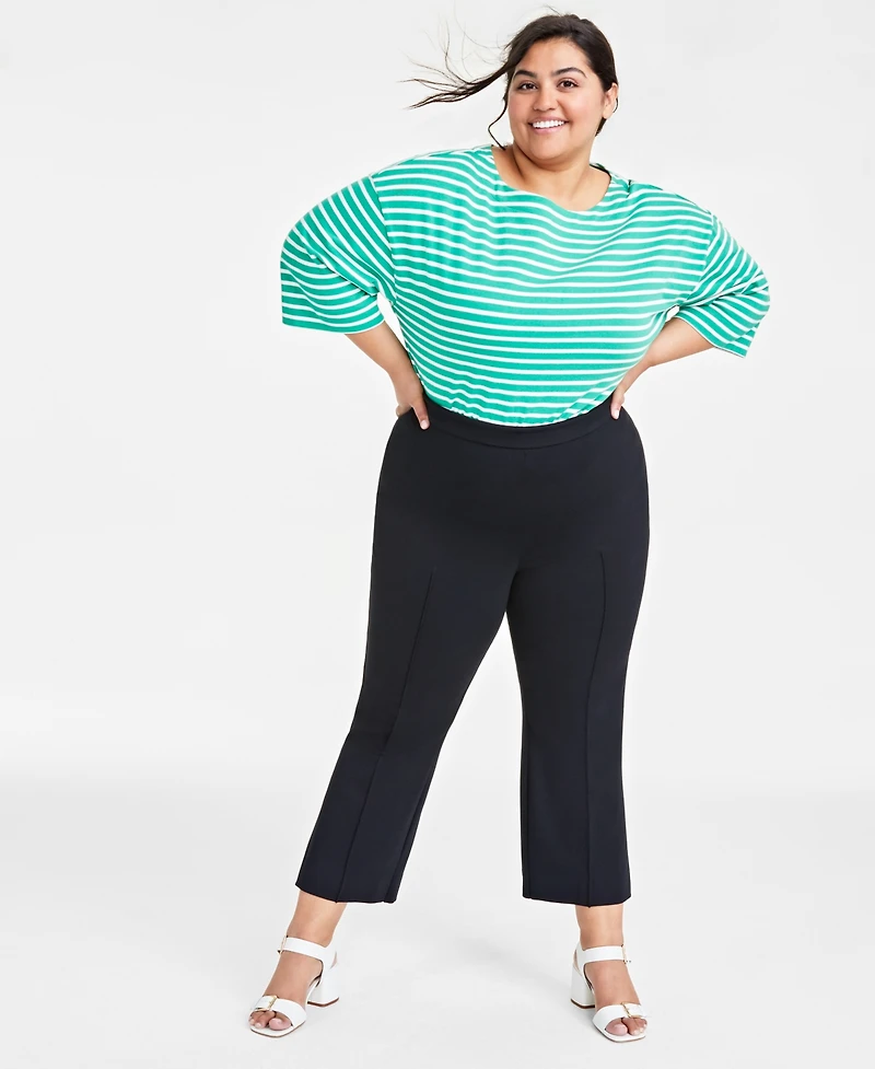 On 34th Trendy Plus Size Ponte Kick-Flare Ankle Pants, Regular and Short Length, Created for Macy's