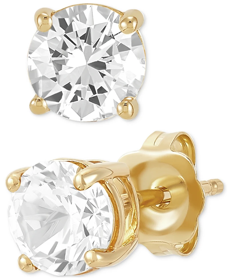 Birthstone Stud Earrings 14k Gold or White