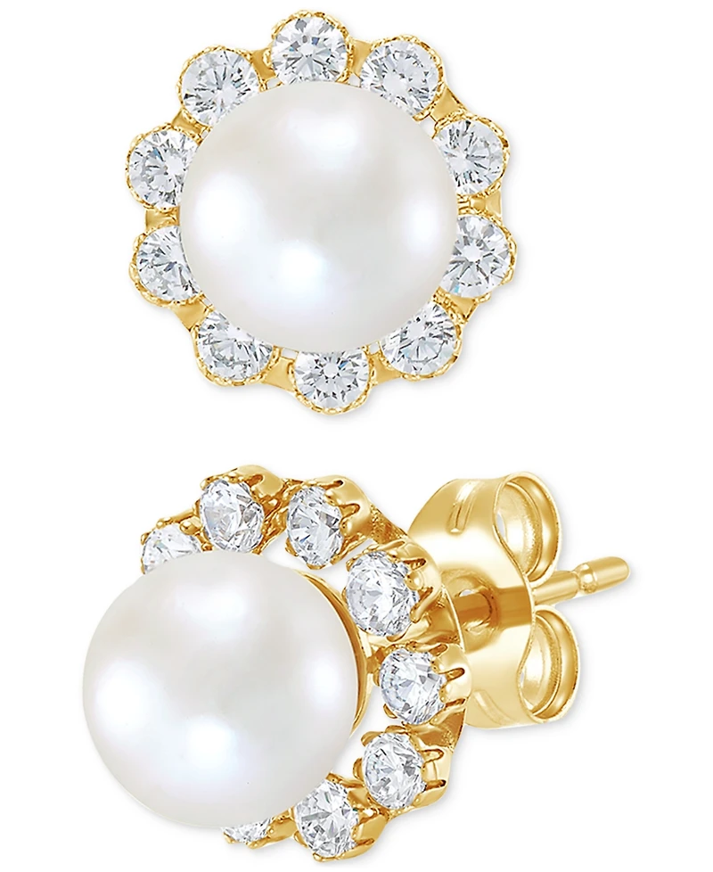 Birthstone Stud Earrings 14k Gold or White