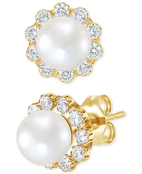 Birthstone Stud Earrings 14k Gold or White