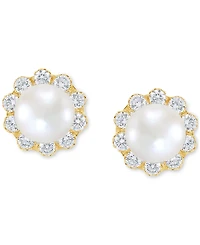 Birthstone Stud Earrings 14k Gold or White