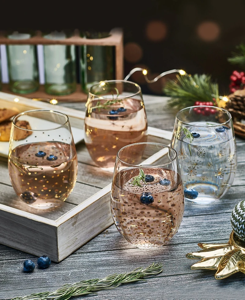 Mikasa Party 18 Ounce Stemless Wine Glass 4-Piece Set