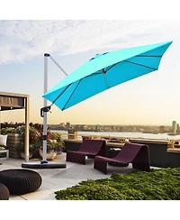 10Ft Square Patio Offset Cantilever Umbrella 360 Degree Tilt Aluminum