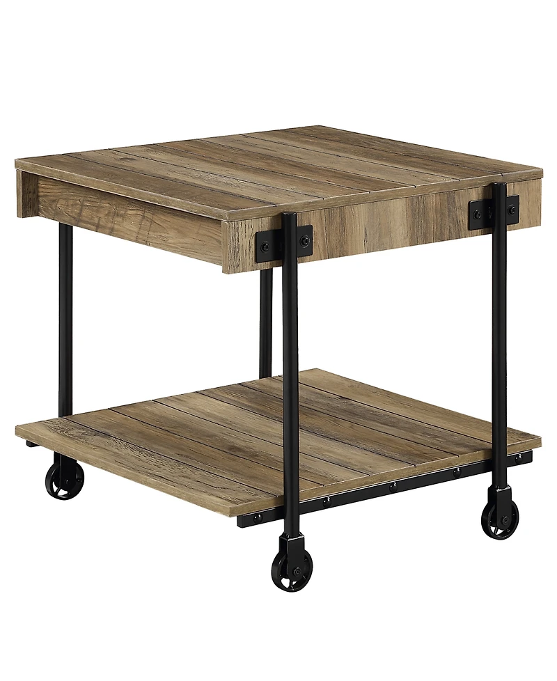 Furniture of America Luther 2 Piece Steel Industrial Coffee End Table Set