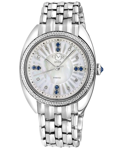 GV2 by Gevril Women's Palermo Swiss Quartz Silver-Tone Stainless Steel Watch 35mm