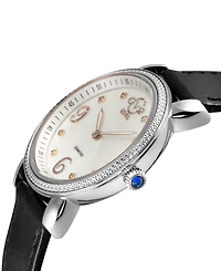 GV2 by Gevril Women's Ravenna Swiss Quartz Black Leather Watch 37mm