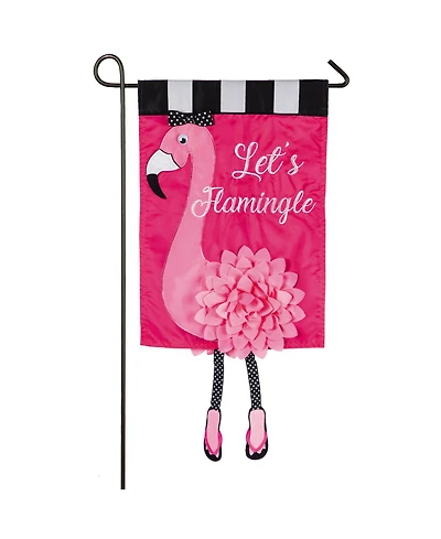 Evergreen Flag Let's Flamingle Garden Applique Flag