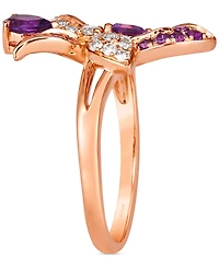 Le Vian Multi-Gemstone (5/8 ct. t.w.) & Nude Diamond (1/4 ct. t.w.) Flower Ring in 14k Rose Gold