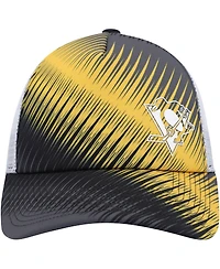 Women's adidas Black, White Pittsburgh Penguins Graphic Foam Trucker Snapback Hat