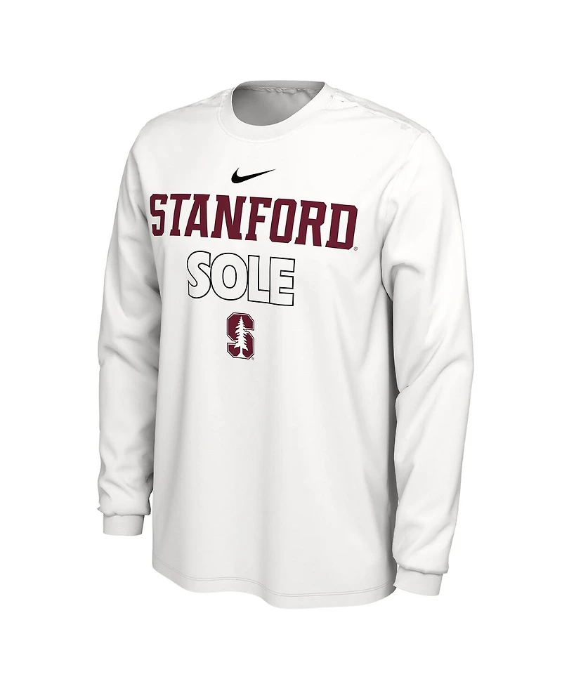 Men's and Women's Nike White Stanford Cardinal 2023 On Court Bench Long Sleeve T-shirt