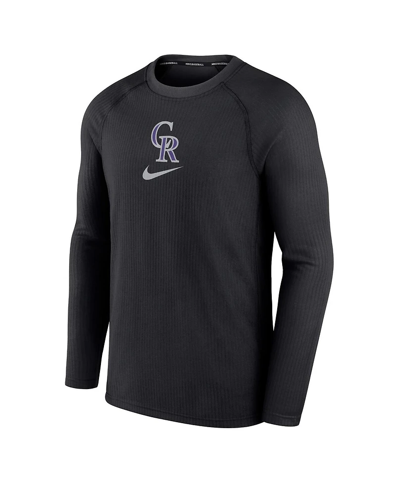 Men's Nike Black Colorado Rockies Authentic Collection Game Raglan Performance Long Sleeve T-shirt