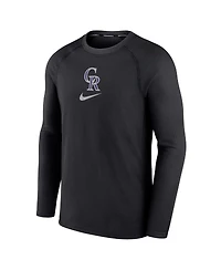 Men's Nike Black Colorado Rockies Authentic Collection Game Raglan Performance Long Sleeve T-shirt