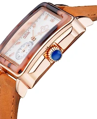 GV2 by Gevril Women's Bari Tortoise Swiss Quartz Tan Leather Watch 30mm x 34mm