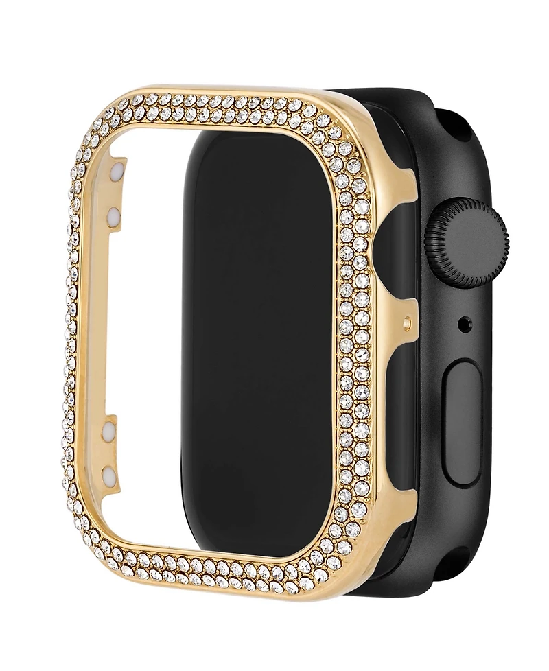 Anne Klein Women's Premium Crystal Gold-Tone Alloy Metal Protective Case designed for Apple Watch 45mm