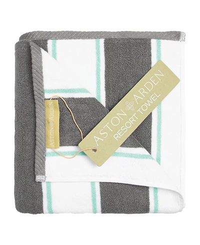 Oversized Extra Thick Luxury Beach Towel (35x70 in., 600 Gsm), Pinstriped, Soft Ringspun Cotton Resort