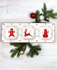 Euro Ceramica Winterfest 3-Part Divided Dish