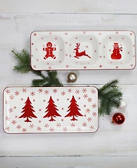 Euro Ceramica Winterfest 3-Part Divided Dish