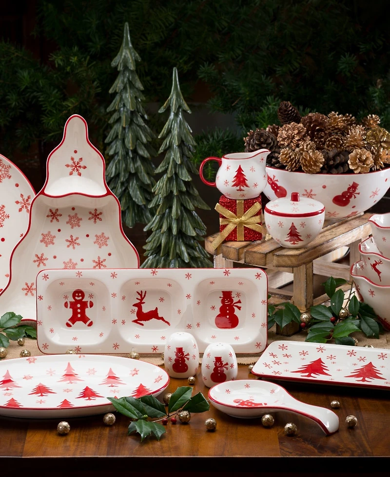 Euro Ceramica Winterfest Chip & Dip Tree Platter