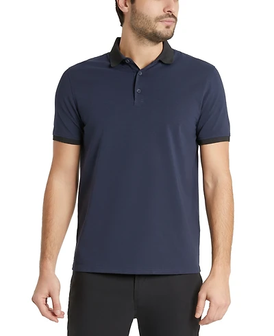 Kenneth Cole Men's Solid Button Placket Polo Shirt