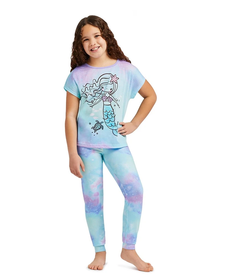 Jellifish Kids Big Girls 3-Piece Pajama Set Sleepwear, Short Sleeve Top with Long Pants and Matching Shorts Pj