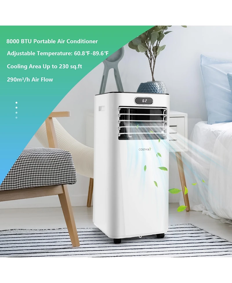 Btu Portable Air Conditioner w/ Remote Control 3-in-1 Air Cooler w/ Drying