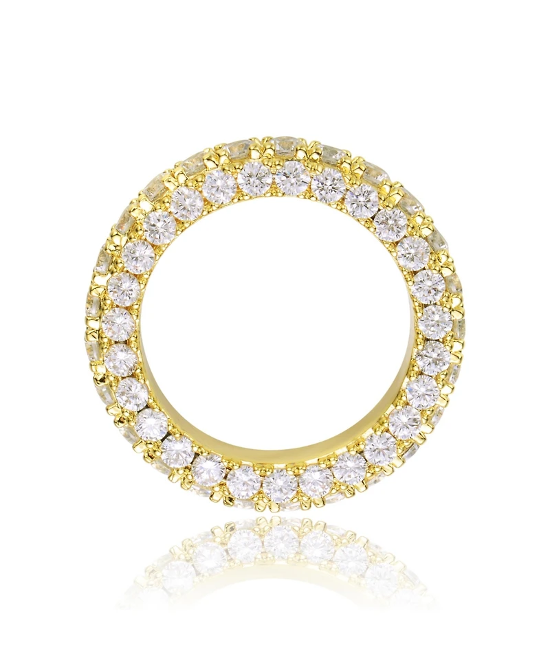 Ra Sterling Silver 14K Gold Plated Clear Cubic Zirconia Band Ring