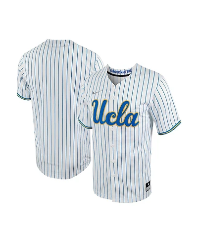 Men's Nike White, Blue Ucla Bruins Pinstripe Replica Full-Button Baseball Jersey