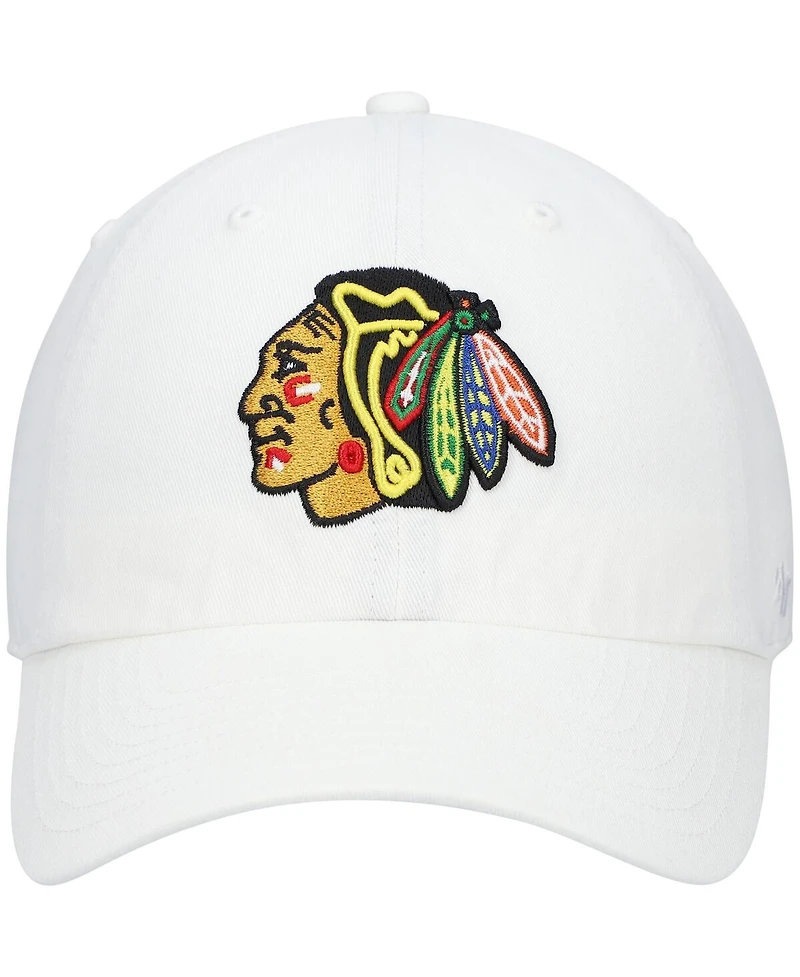 Men's '47 Brand White Chicago Blackhawks Team Clean Up Adjustable Hat