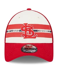 Men's New Era White, Red St. Louis Cardinals Team Stripe Trucker 9Forty Snapback Hat