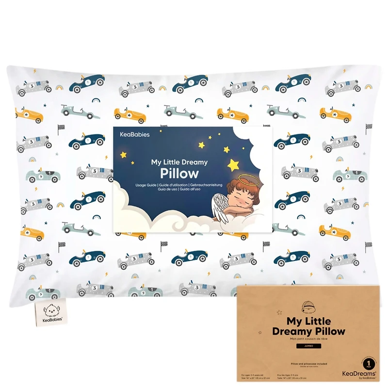 Jumbo Toddler Pillow with Pillowcase, 14X20 Soft Organic Pillows for Sleeping, Kids Travel