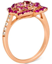 Le Vian Multi-Gemstone (7/8 ct. t.w.) & Nude Diamond (1/6 ct. t.w.) Flower Ring in 14k Rose Gold