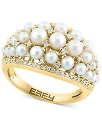 Effy Freshwater Pearl (2 - 3-1/2mm) & Diamond (1/3 ct. t.w.) Cluster Ring in 14k Gold