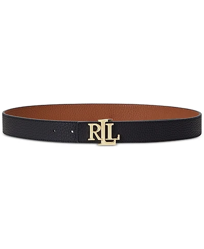 Lauren Ralph Women's Logo Reversible Pebbled Leather Belt