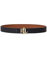 Lauren Ralph Women's Logo Reversible Pebbled Leather Belt