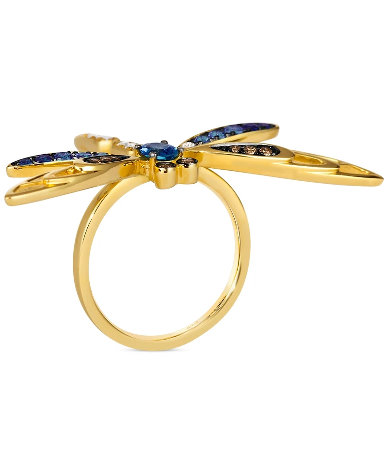 Le Vian Ombre Multi-Gemstone (7/8 ct. t.w.) & Diamond (1/6 ct. t.w.) Dragonfly Ring in 14k Gold