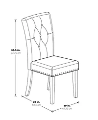 Preston Dining Chair 2-Pack with Antique-like Bronze Nailheads and Brushed Legs Fabric