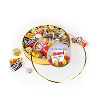 Mother's Day Chocolate Gift Tin - Plastic Tin with Candy Hershey's Kisses, Hershey's Miniatures & Reese's Peanut Butter Cups - Tulips